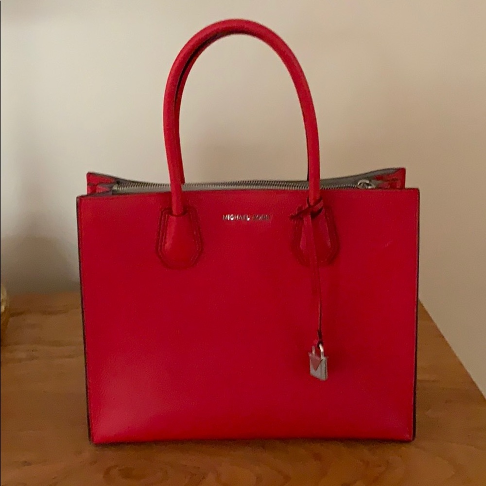 Michael Kors red leather handbag